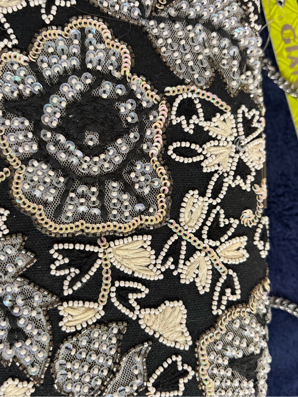 Gianni Bini Black & Silver Sequin Embroidered Women's Clutch